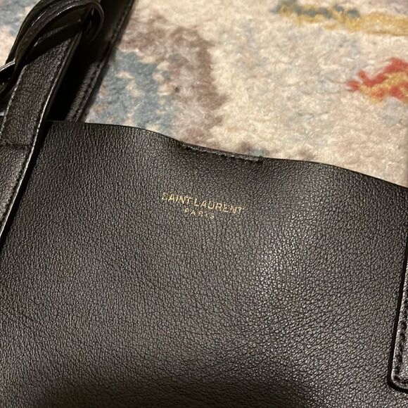 SAINT LAURENT North/South Leather Shopping Bag Tote w/ pouch - Picture 11 of 16